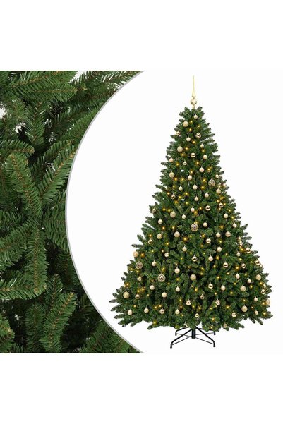 vidaxl Brad de Crăciun artificial, verde deschis, cu globuri 300 cm