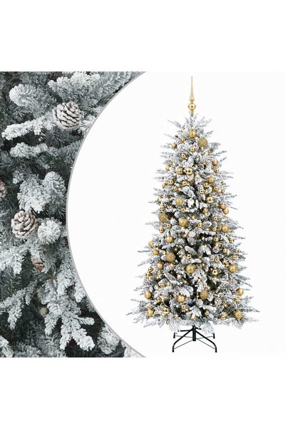 vidaxl Brad de Crăciun artificial cu glob 210 cm 300 LED-uri Alb cald