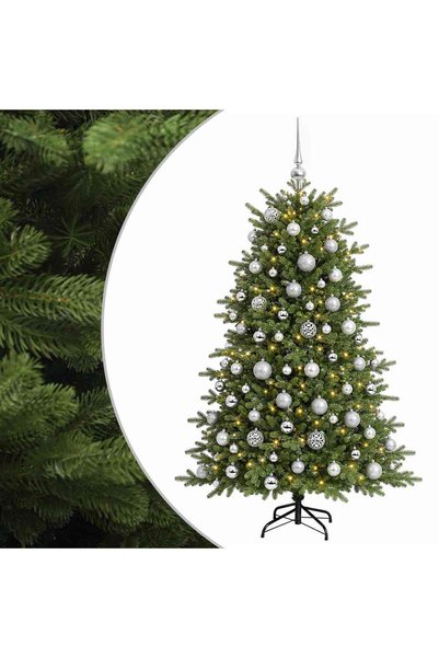 vidaxl Brad de Crăciun artificial cu glob 180 cm 300 LED-uri Alb cald