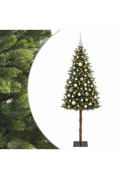 vidaxl Brad de Crăciun artificial cu globuri 150 cm 150 LED-uri