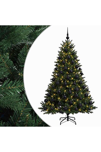 vidaxl Brad de Crăciun artificial cu glob 180 cm 300 LED-uri Alb cald