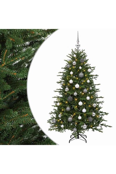 vidaxl Brad de Crăciun artificial cu glob 150 cm 150 LED-uri Alb cald