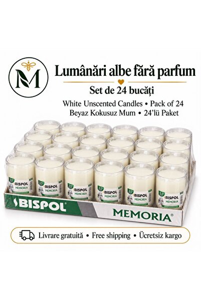 MLN HOME Lumânări fără parfum – Set de 24 bucăți | Alb sau roșu