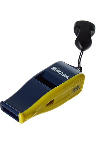 MIKASA Professional Whistle with Lanyard, Small, Navy/Yellow