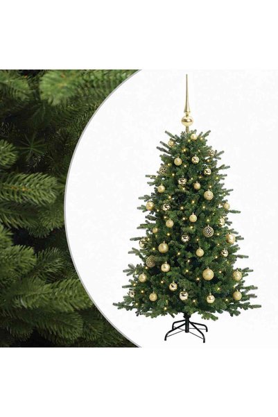 vidaxl Brad de Crăciun artificial cu glob 150 cm 150 LED-uri Alb cald