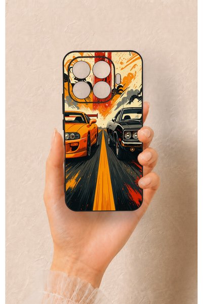 Vip Case Mi 17t Pro 5g Compatible Orange and Black Car Pattern Silicone Case