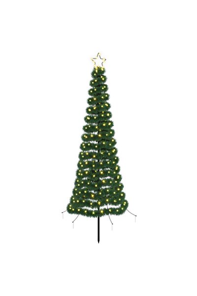 vidaxl Brad de Crăciun LED, din beteală, cu țăruș EKENAS 180 cm