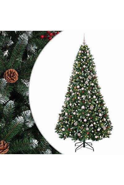 vidaxl Brad de Crăciun artificial verde cu globuri 180 cm 300 LED-uri