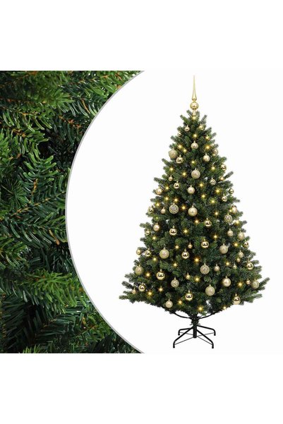 vidaxl Brad de Crăciun artificial cu glob 210 cm 300 LED-uri Alb cald