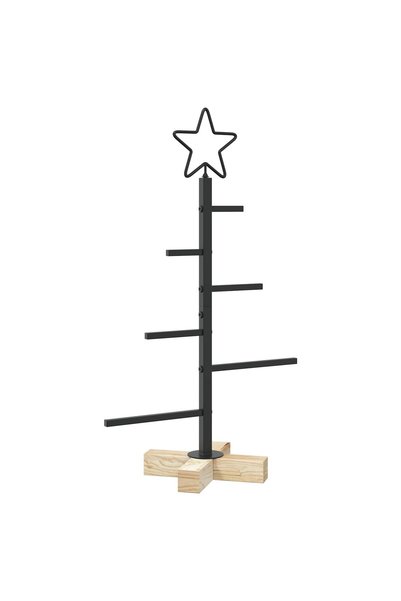 vidaxl Brad de Crăciun din metal cu suport KUOPIO 60 cm Oțel Negru