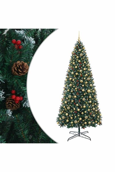 vidaxl Brad de Crăciun artificial cu balamale, cu globuri 400 cm