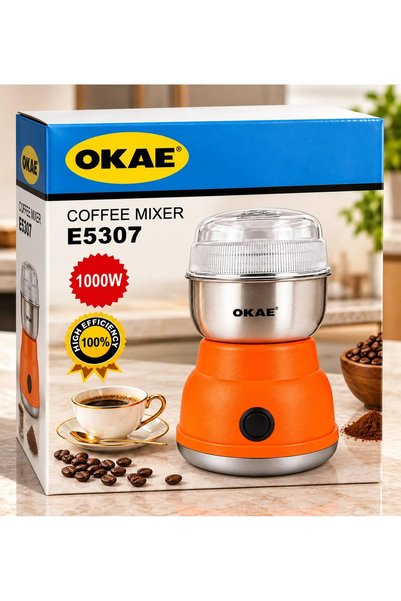 TrentonGCC خلاط وطاحونة قهوة OKAE بقوة 1000 واط - مطحنة قهوة كهربائية برتقالية اللون مع وعاء من الفولاذ المقاوم للصدأ