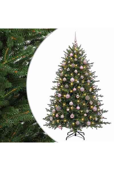 vidaxl Brad de Crăciun artificial cu glob 210 cm 300 LED-uri Alb cald