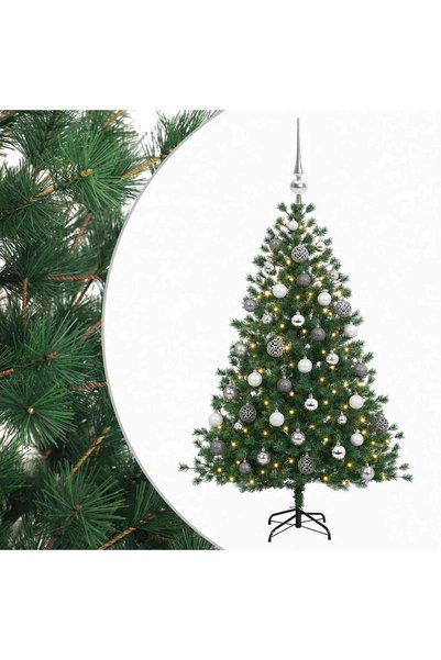 vidaxl Brad de Crăciun artificial cu glob 150 cm 150 LED-uri Alb cald