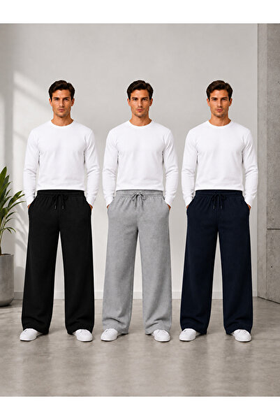 BERYY MODA Pantaloni de trening oversize pentru bărbați, 3 (bucăți), de iarnă...