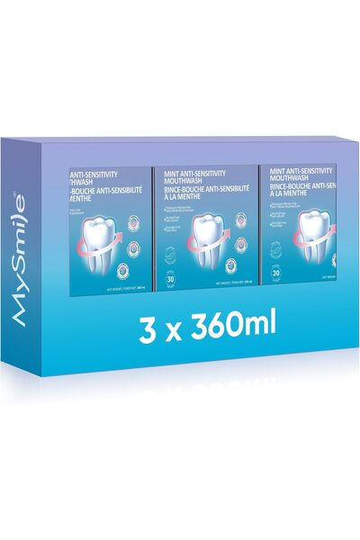mysmile Travel Mouthwash Alchohol Free, Mild Mint, 120ml, 3 Pack