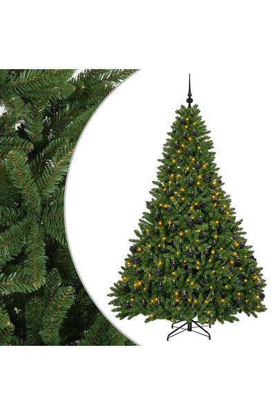vidaxl Brad de Crăciun artificial, verde deschis, cu globuri 270 cm