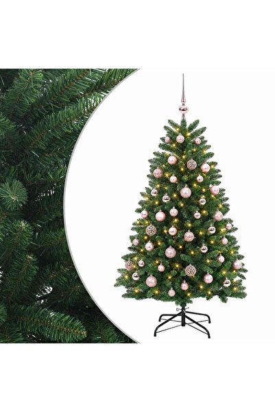 vidaxl Brad de Crăciun artificial, verde mediu, cu globuri 150 cm