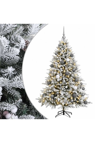 vidaxl Brad de Crăciun artificial cu glob 180 cm 300 LED-uri Alb cald