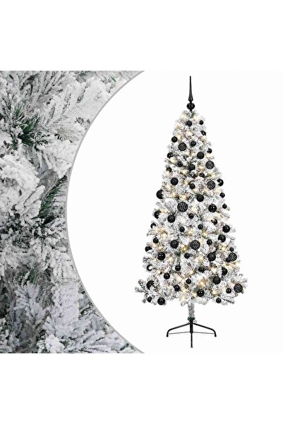 vidaxl Brad de Crăciun artificial cu glob 210 cm 300 LED-uri Alb cald
