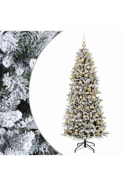 vidaxl Brad de Crăciun artificial cu glob 210 cm 300 LED-uri Alb cald