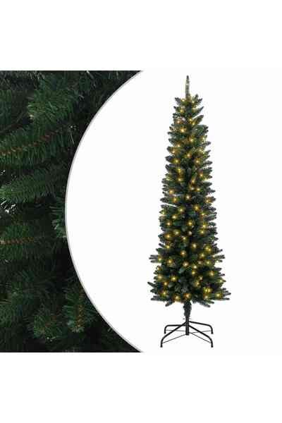 vidaxl Copac Artificial Slăb de Crăciun 210 cm 300 LED-uri Alb cald