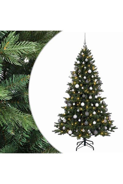 vidaxl Brad de Crăciun artificial cu glob 180 cm 300 LED-uri Alb cald