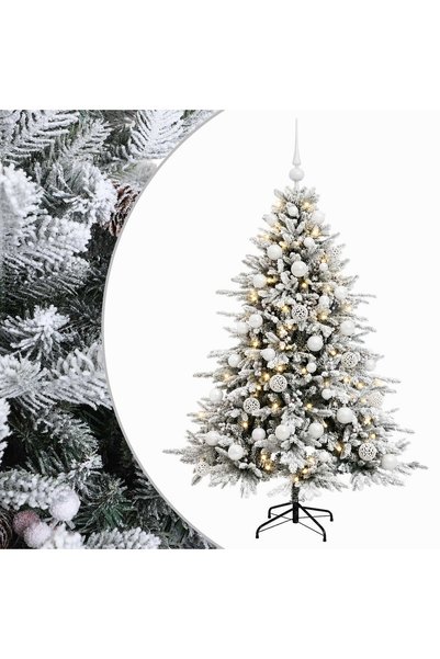 vidaxl Brad de Crăciun artificial cu glob 150 cm 150 LED-uri Alb cald
