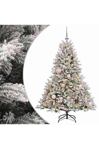 vidaxl Brad de Crăciun artificial cu glob 150 cm 150 LED-uri Alb cald