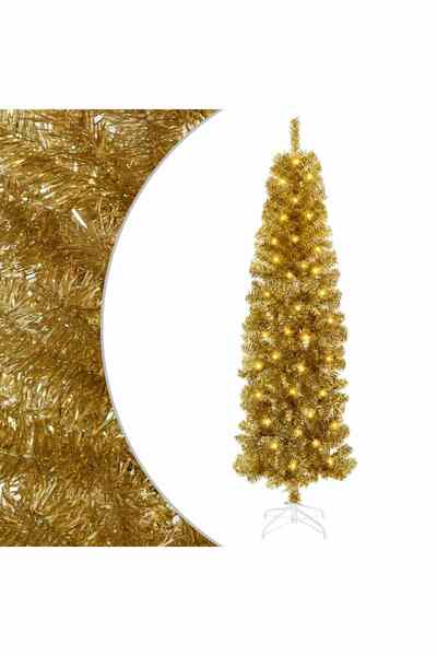 vidaxl Copac Artificial Slăb de Crăciun 180 cm 300 LED-uri Alb cald