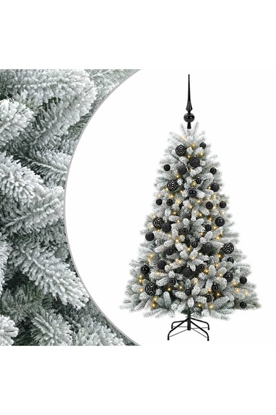 vidaxl Brad de Crăciun artificial cu globuri 120 cm 150 LED-uri