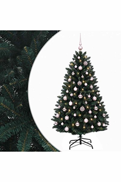 vidaxl Brad de Crăciun artificial verde închis cu globuri 150 cm