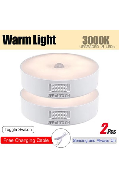 Choice مصباح ليلي LED قابل لإعادة الشحن عبر USB مع مستشعر حركة، إضاءة دافئة ب...