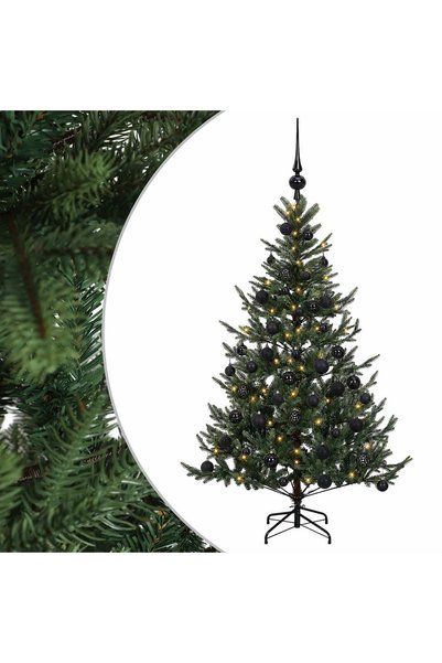 vidaxl Brad de Crăciun artificial cu glob 150 cm 150 LED-uri Alb cald