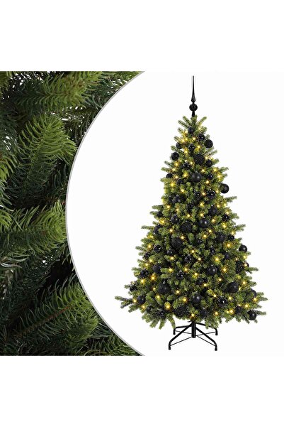 vidaxl Brad de Crăciun artificial cu glob 180 cm 300 LED-uri Alb cald