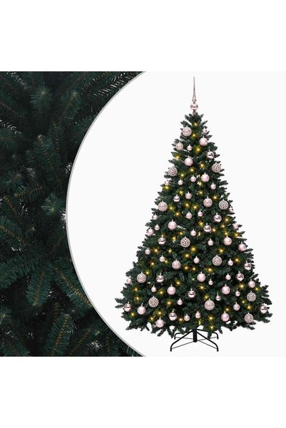 vidaxl Brad de Crăciun artificial, verde închis, cu globuri 180 cm