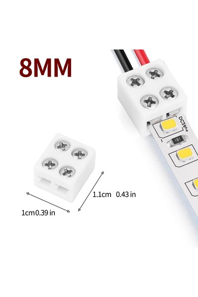 Choice 5PCS 8mm Strip to wire 20x LED Strip Connectors 2 Pin Solderless Quick...