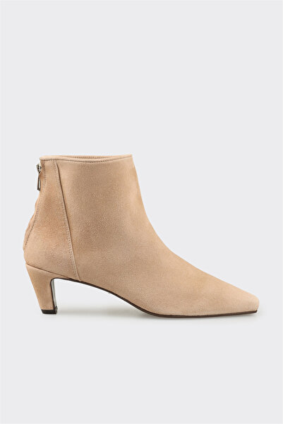 Elle Shoes Bej Deri Kadın Klasik Bot