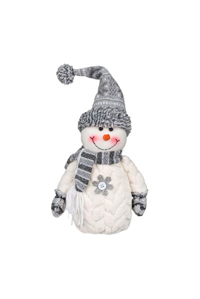 OEM Figura Decorativa de Crăciun Om de Zăpadă Căciulă Albă Gri Fular 32 cm – ...