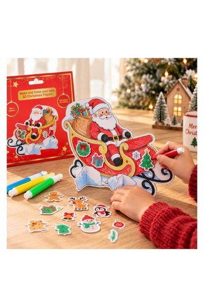 Jumbo Set Creativ de Crăciun, Creează și Desenează Sanie 3D cu Cariocă