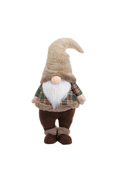 OEM Figurină Decorativa de Crăciun Gnome cu Haina Maro in Carouri și Căciulă ...
