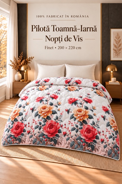 Generic Autumn-Winter Duvet Nopți de Vis, 200 x 220 cm, red and pink