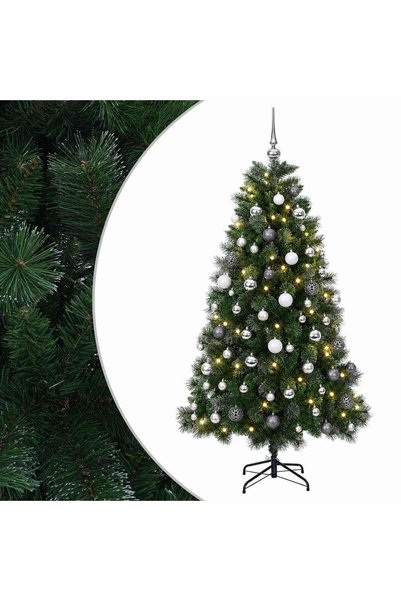 vidaxl Brad de Crăciun artificial cu globuri 240 cm 300 LED-uri