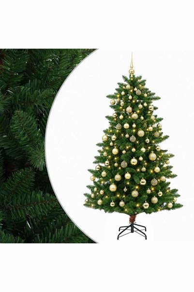 vidaxl Brad artificial de Crăciun cu ornamente 240 cm 300 LED-uri
