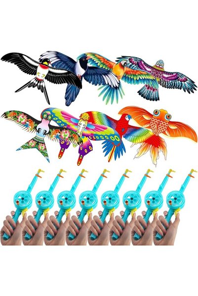 GENERAL Simgoing 8 Pcs Mini Fishing Rod Kite for Kids Ages 4-8 8-12, Butterfl...
