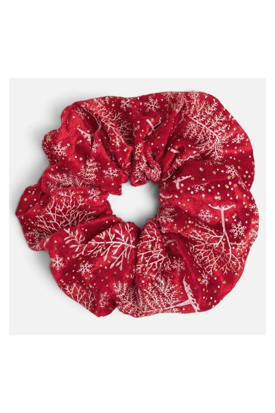 OEM Elastic de Par Catifelat de Crăciun Roșu cu Brazi Albi – Accesorii Festiv...