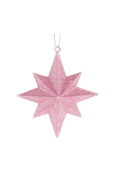 OEM Ornament Brad de Crăciun Stea 3D Roz cu Glitter 10 cm – Decor Festiv pent...