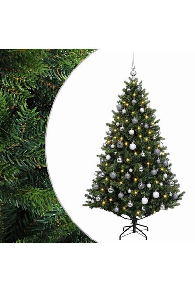 vidaxl Brad de Crăciun artificial cu globuri 240 cm 300 LED-uri