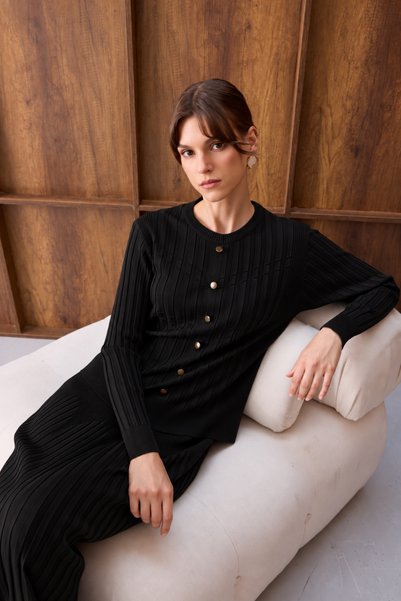 Generic Brand Black Corduroy Skirt Suit