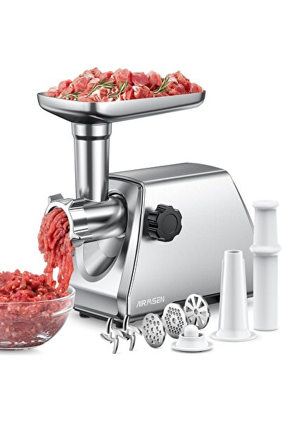 AIRMSEN Mașină de tocat carne electrică – Profesională, robustă, din oțel ino...